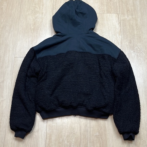 Free People Black Cuddle Up Zip-Up Hoodie Jacket Size Medium Fuzzy Fleece XS - Picture 4 of 8